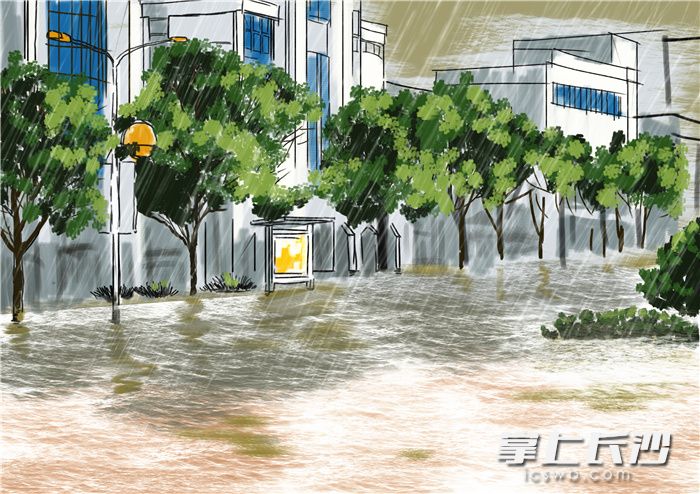2017年6月开始，持续连绵不断的暴雨侵袭湖南，长沙面临巨大的防汛抗洪的压力，多地出现水涝灾情。（漫画均由“雷风侠”工作室提供）
