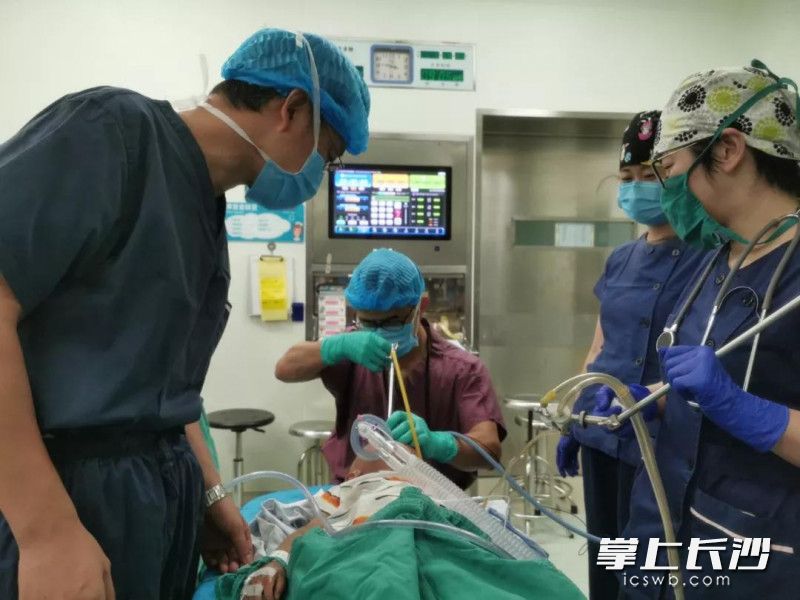 以王天生副教授主刀的手术团队正在为1岁男童进行手术取气管异物。照片均为医院
 供图