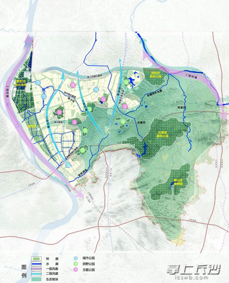 长沙南部片区规划纲要生态空间布局图