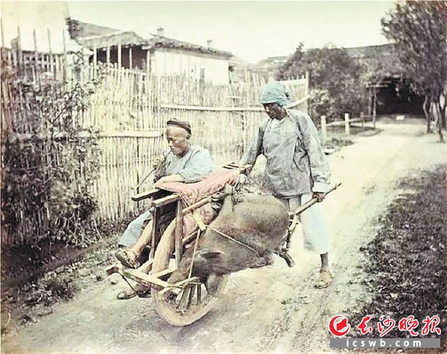 1866年，威廉·桑德斯的《中国的独轮车》（上色后）。