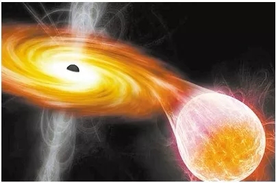 黑洞从周围天体吸积物质的构想图