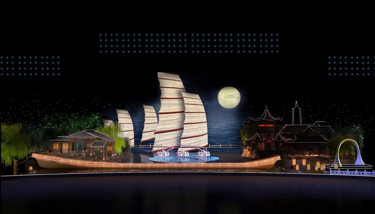 央视中秋晚会主会场定址江苏淮安大运河畔，图为晚会效果图。  资料图片