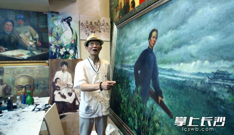 杨克起说这幅《1927毛主席出长沙》是自己的经典之作。