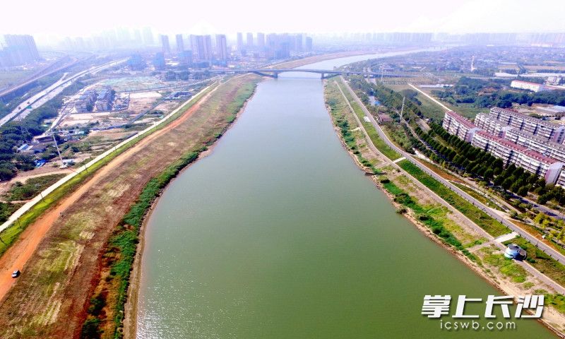 空中拍摄的浏阳河碧波荡漾。 受访者供图