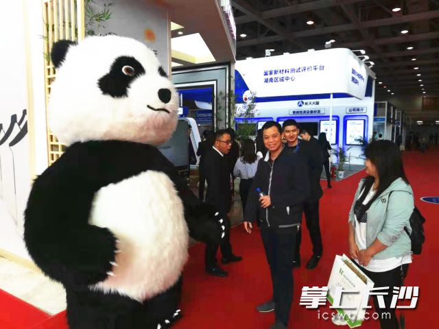 活动现场一只呆萌熊猫吸引眼球。长沙晚报全媒体记者 王斌 摄