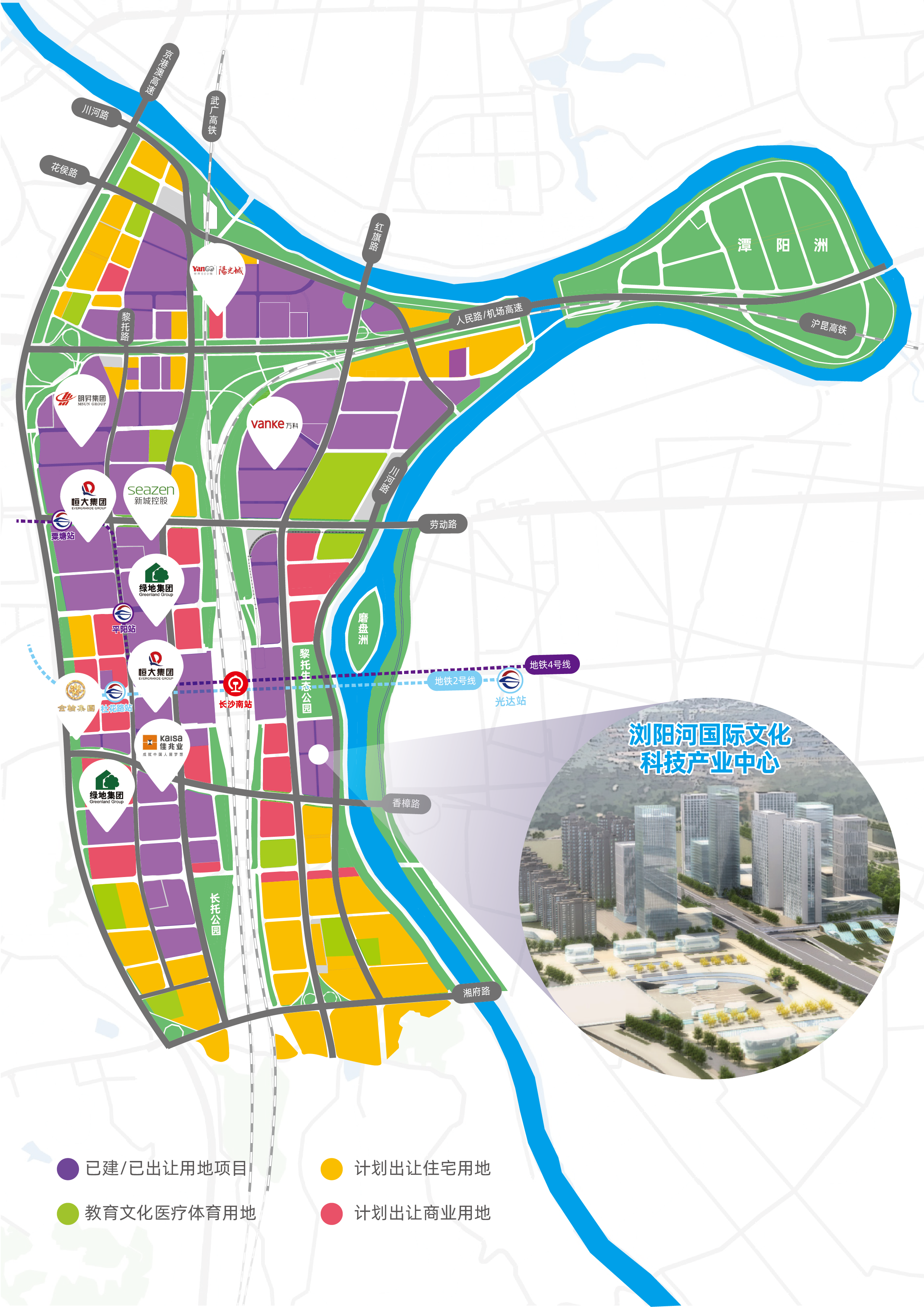 “浏阳河国际文化科技产业中心”区位图。