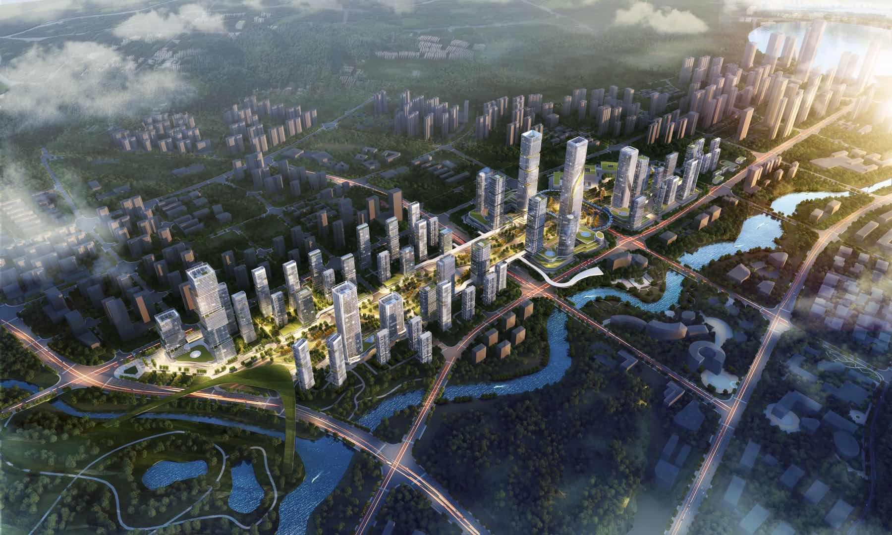 梅溪湖国际新城“超级中轴”效果图