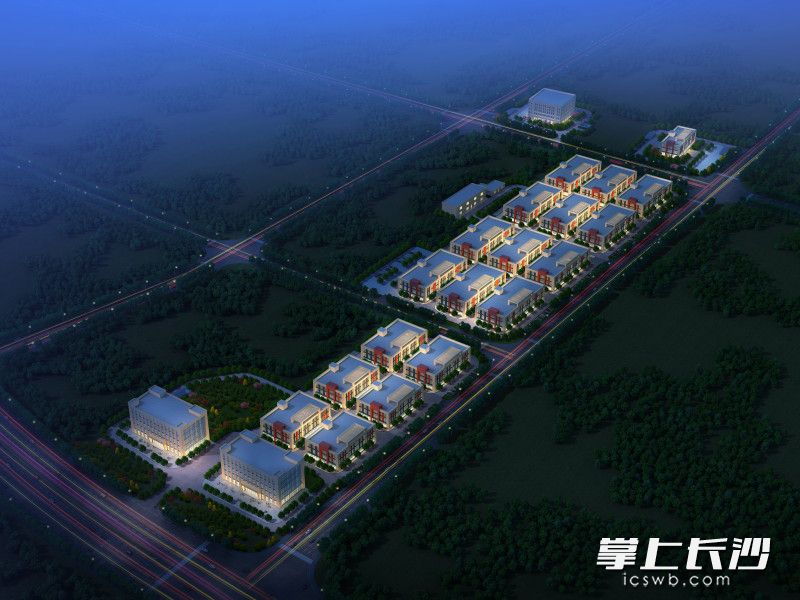 东湖创新谷（湖南省农业科学院农业科技成果推广中心）夜景效果图。