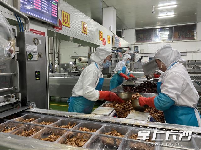 位于宁乡经开区的湖南阿瑞食品有限公司，是绝味食品生产厂家，去年车间日均生产20吨。宁乡经开区供图