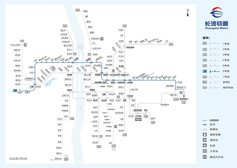 长沙地铁6号线线路图。