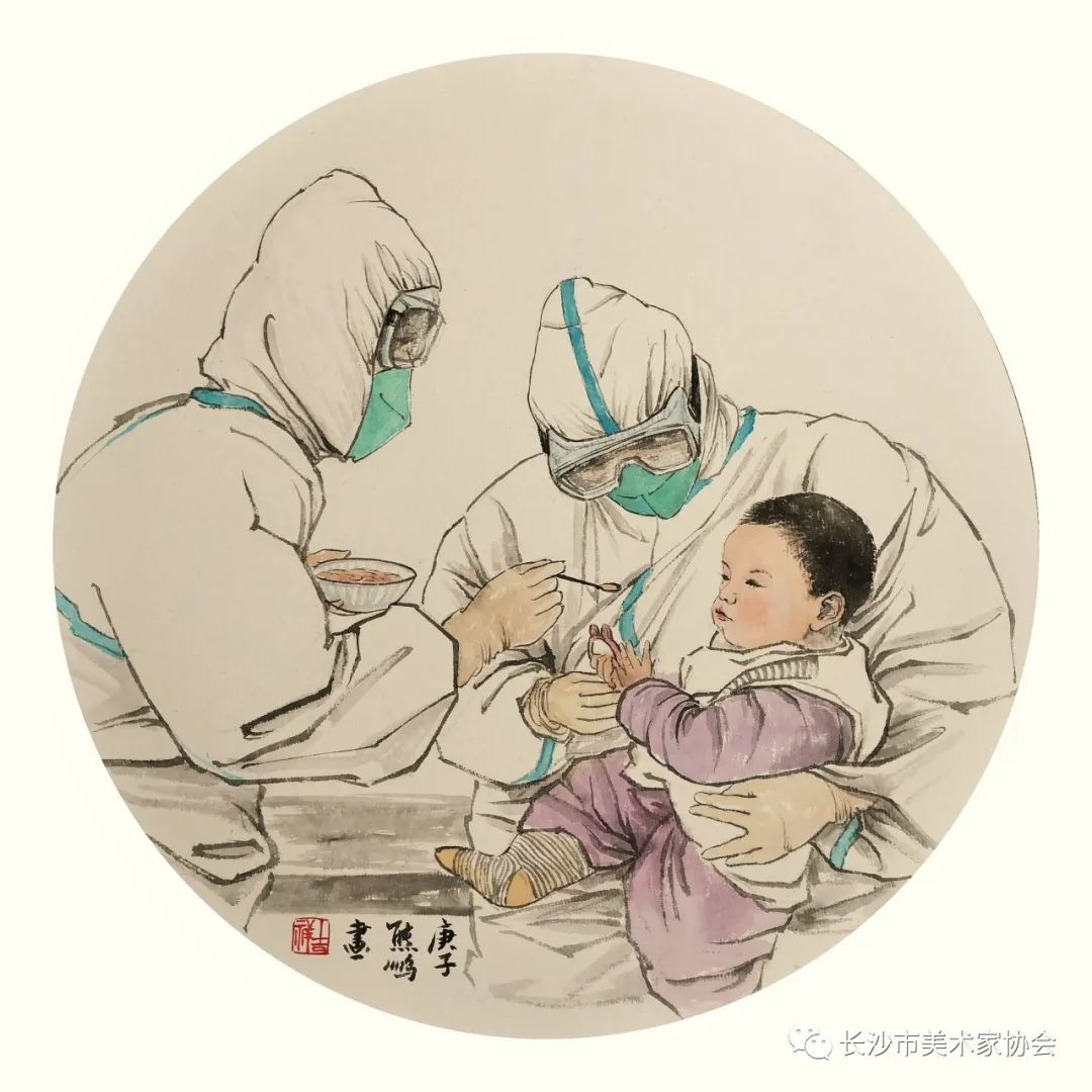 熊鹏　《临时妈妈》　中国画