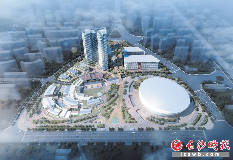 长沙市国际体育中心项目概念方案整体效果图。市体育局供图