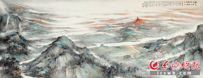 王金石、石纲、石劲松中国画《伟人故里》（200×600cm）