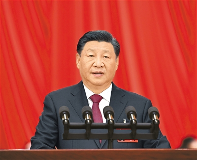 2022年10月16日，习近平在中国共产党第二十次全国代表大会上作报告。新华社记者 饶爱民 摄